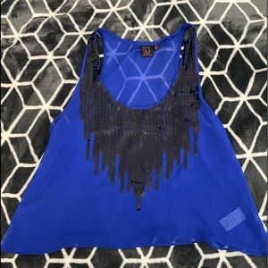 Material Girl Sheer Sequin Crop Tank